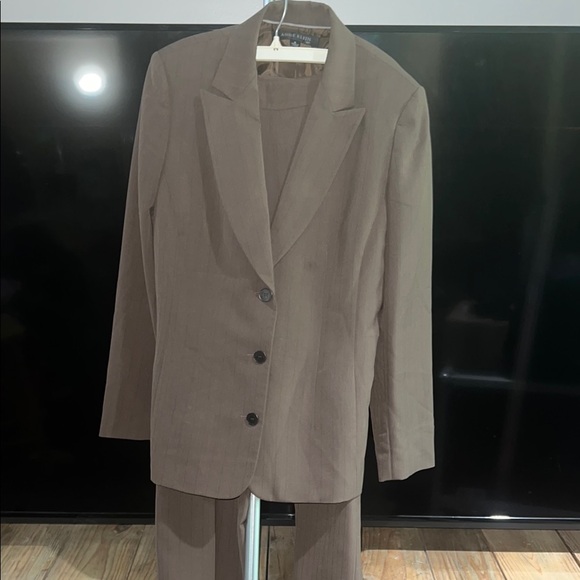 Anne Klein Pants - Anne Klein Brown Pantsuit Modern Minimalist Design